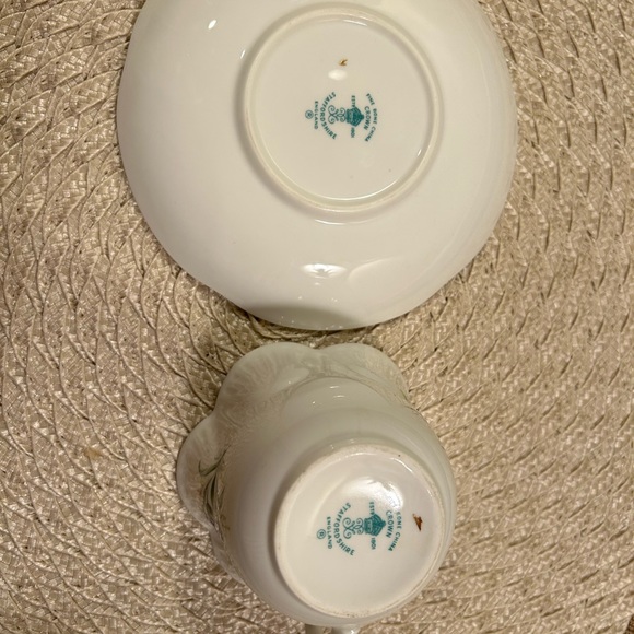 Vintage Crown Staffordshire Fine Bone China Blue Floral Teacup and Saucer - Engl - Picture 9 of 12